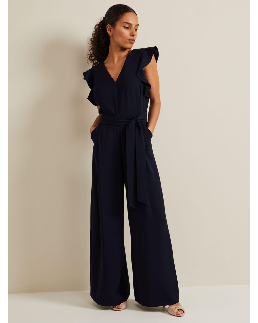 Phase Eight Petite Kallie Frill Sleeve Jumpsuit in Blue Lyst UK