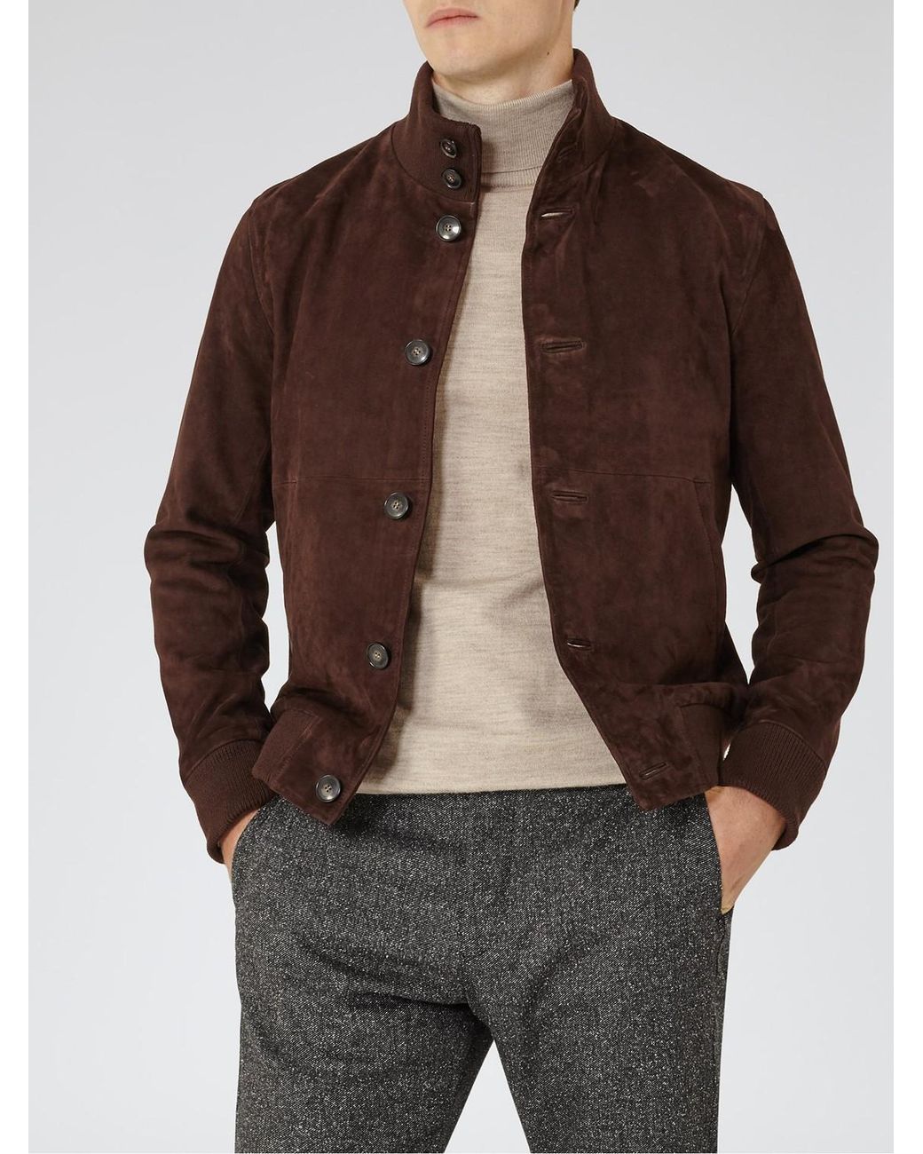 Reiss espresso suede best sale jacket
