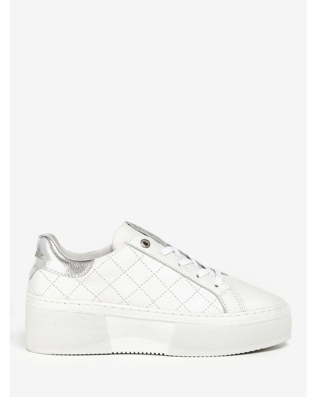 Barbour Darla Leather Diamond Quilted Flatform Trainers in White | Lyst UK