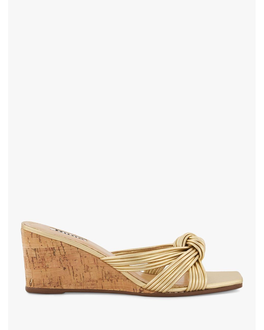 Dune Kope Leather Knot Slim Wedge Sandals in Natural | Lyst UK