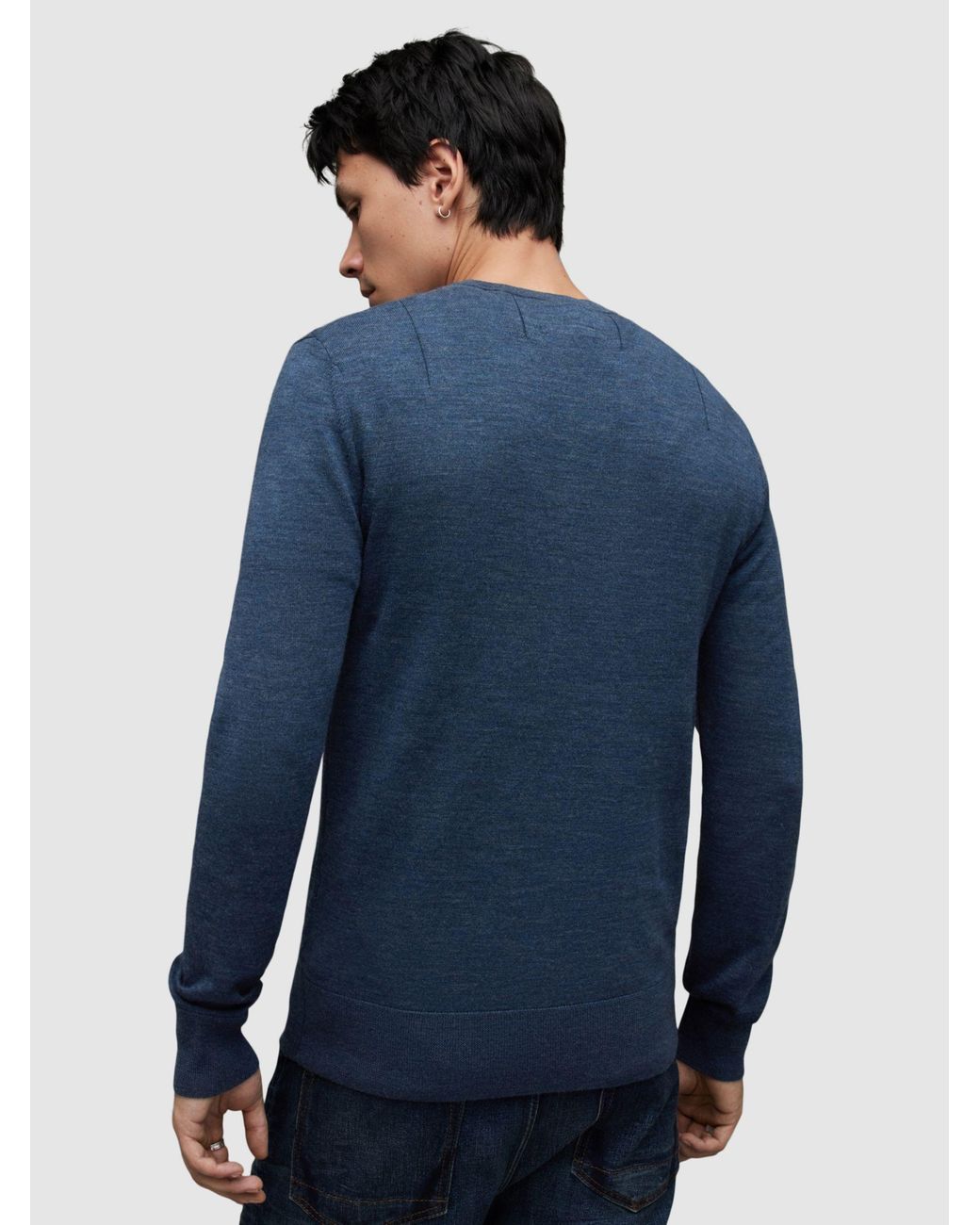 AllSaints Mode Merino Crew Neck Jumper in Blue for Men