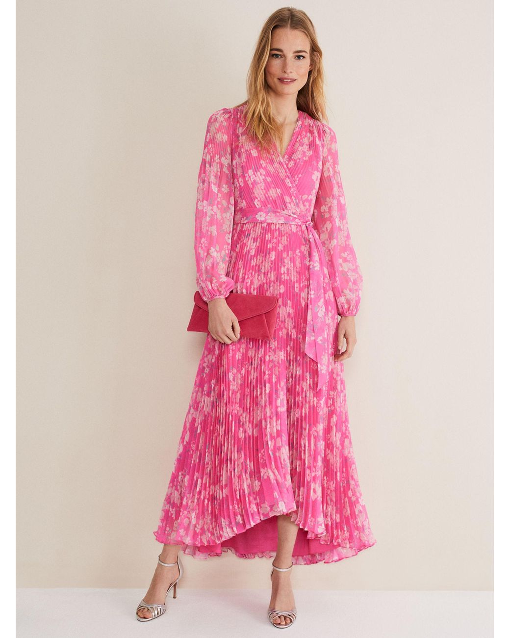 Phase Eight Hayley Pleated Floral Maxi Dress in Pink Lyst UK