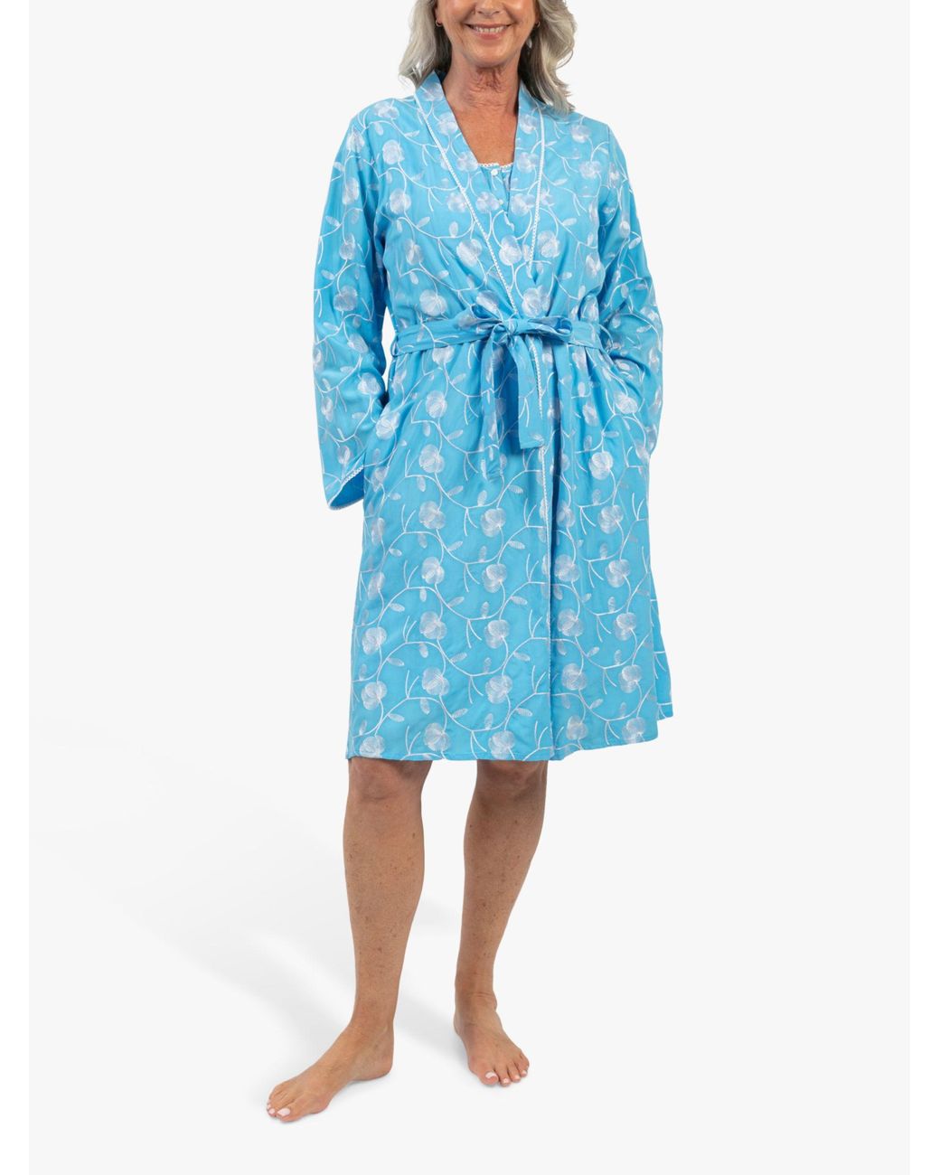 Cyberjammies Leona Floral Embroidered Short Dressing Gown in Blue Lyst UK