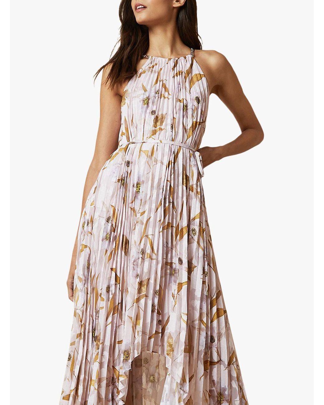 Ted Baker Cabana Pleated Maxi Dress in Pink | Lyst UK