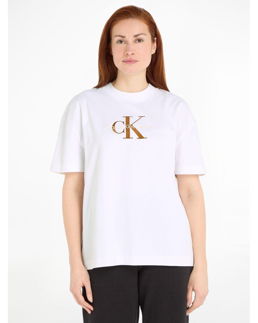 Calvin Klein Jeans Premium in | UK Monologo White T-shirt Lyst