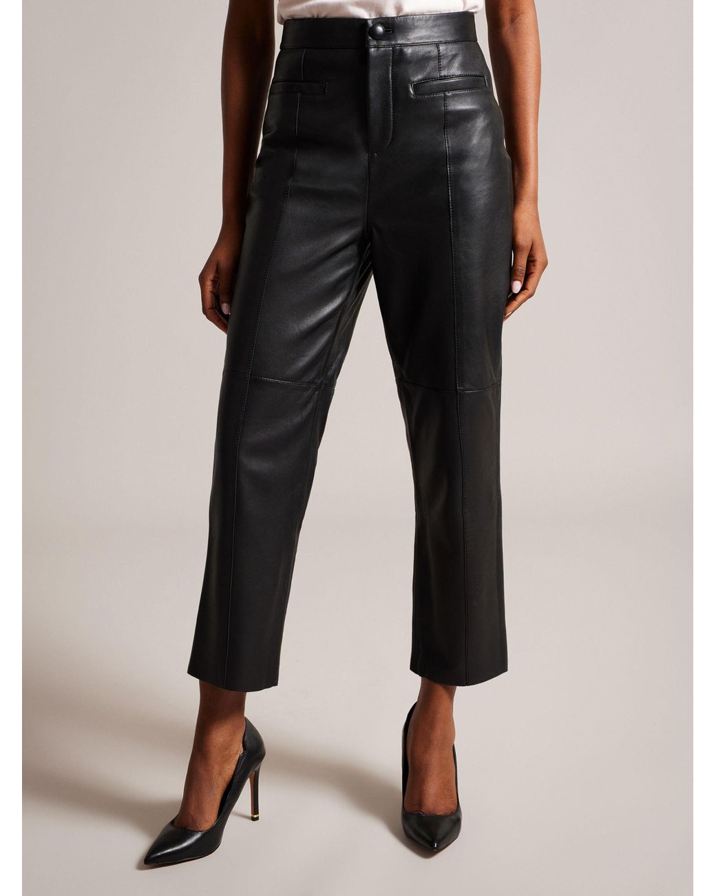 Cropped best sale leather trousers