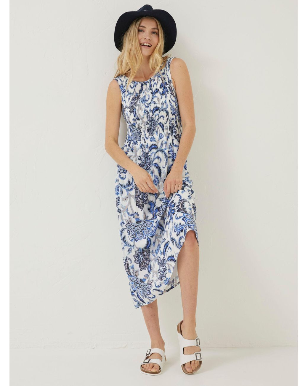 FatFace Anna Palace Floral Midi Dress in Blue Lyst UK