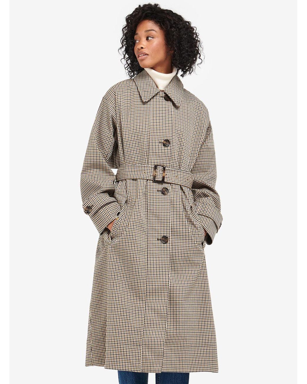Barbour Somerland Check Trench Coat in Grey | Lyst UK