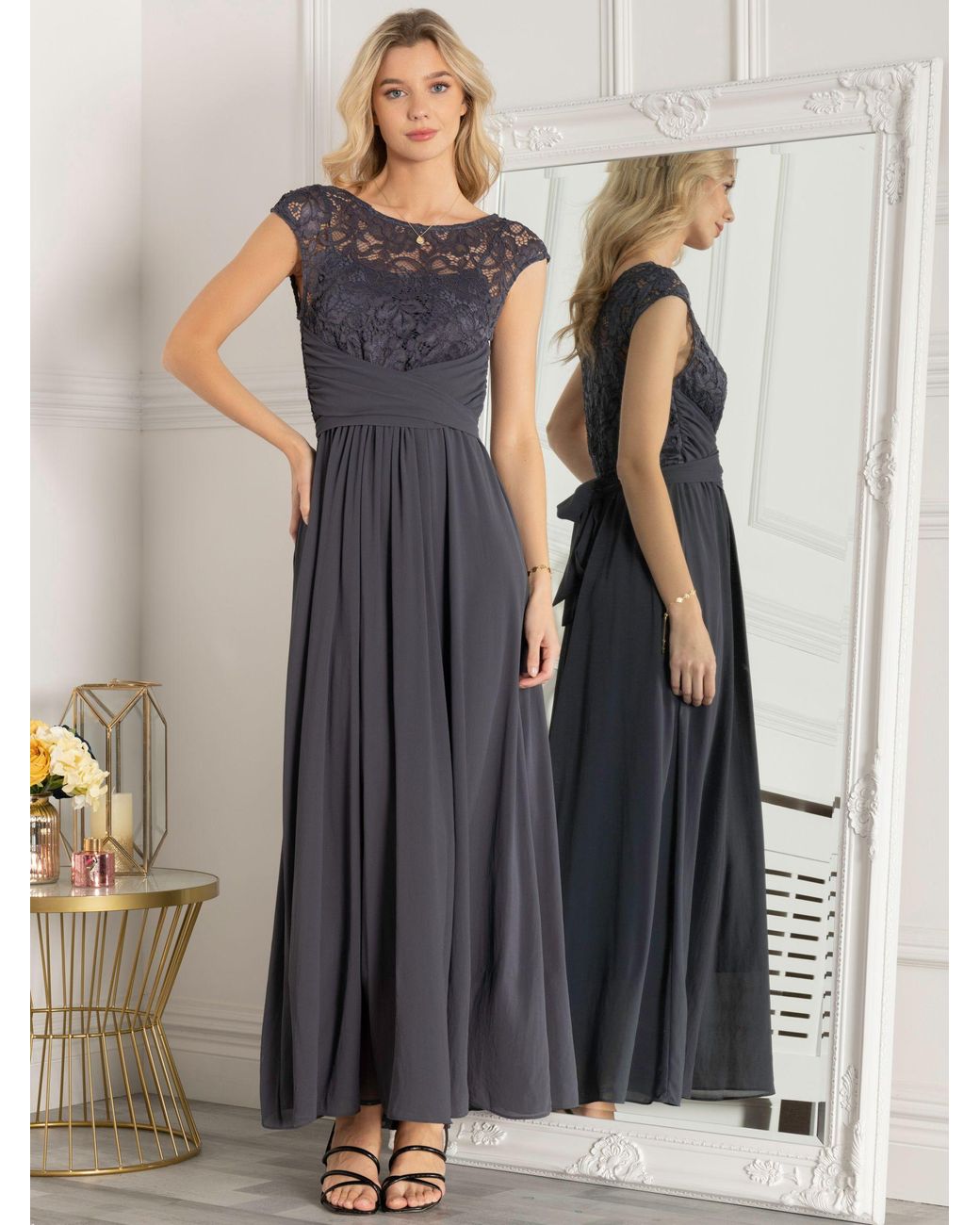 Jolie moi lace top bodice pleated dress