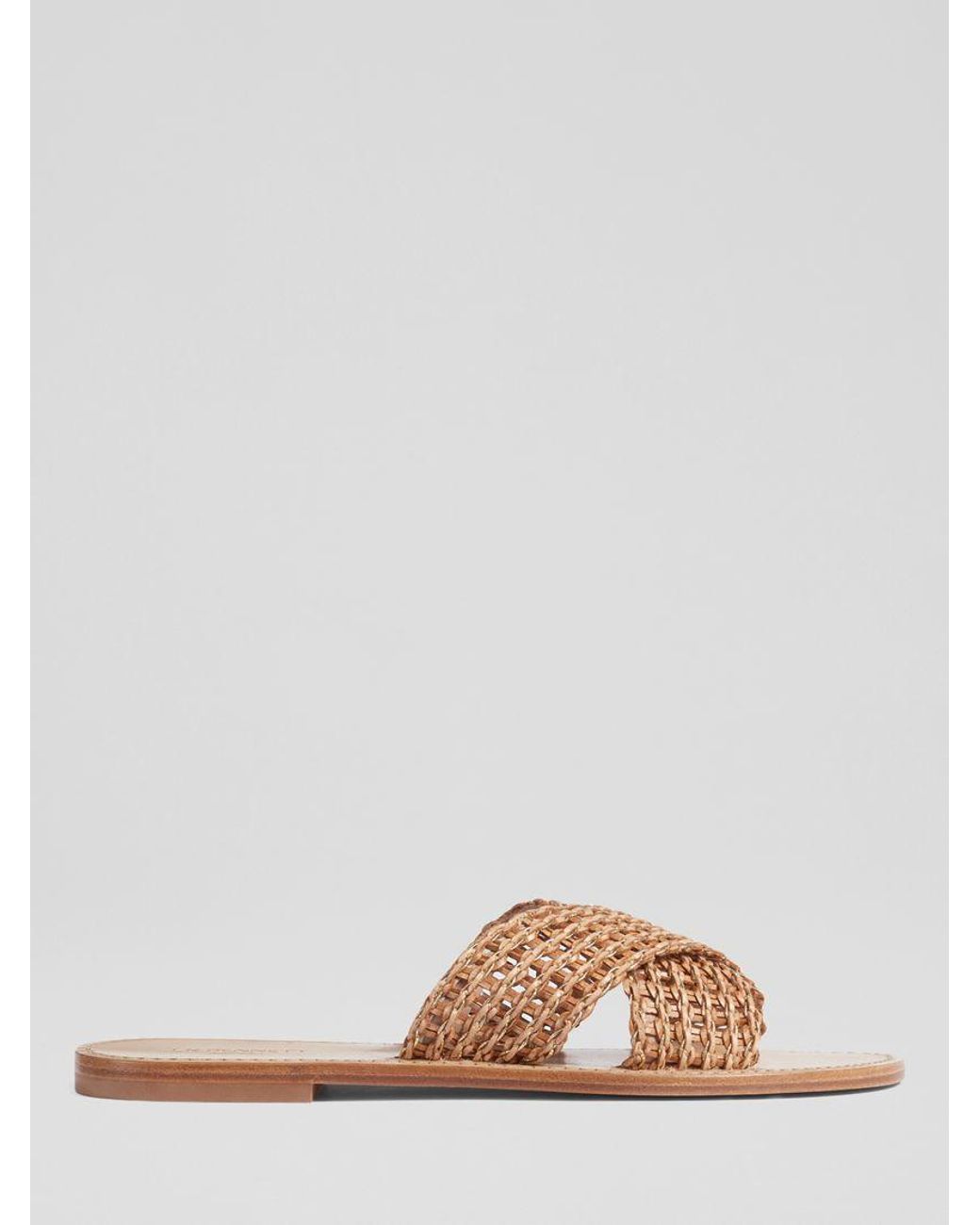 LK Bennett Ren Woven Flat Sandals in Natural | Lyst UK