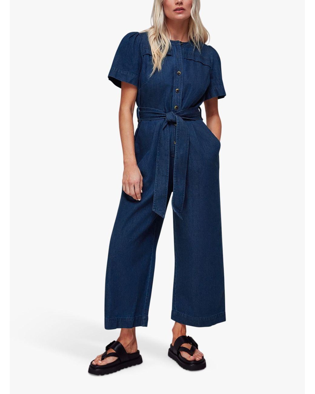 Whistles Petite Alana Denim Jumpsuit in Blue Lyst UK