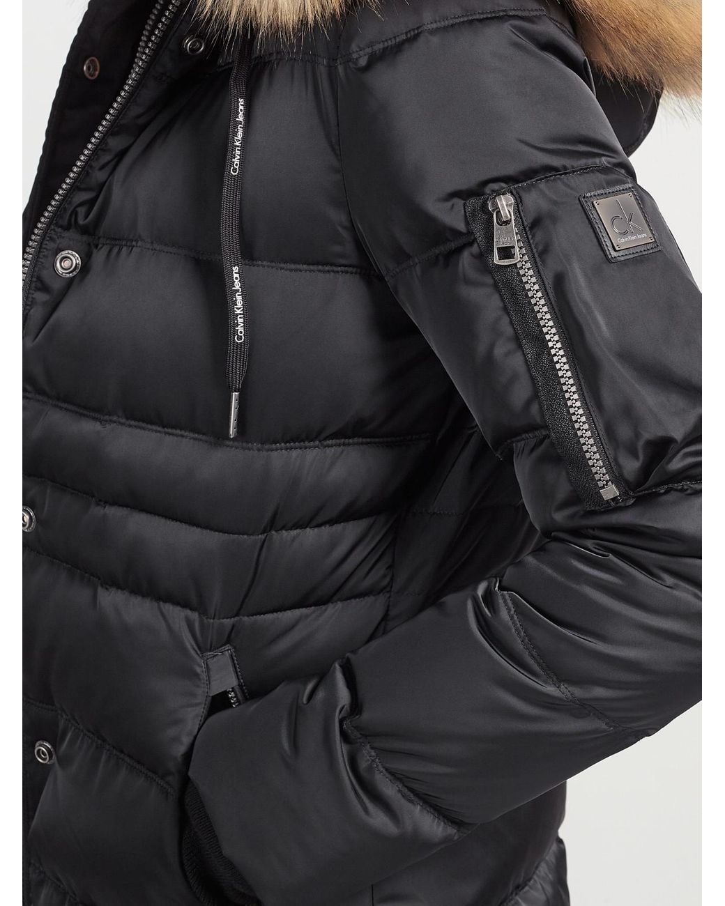 Calvin Klein Opra Hooded Down Filled Coat in Black | Lyst UK