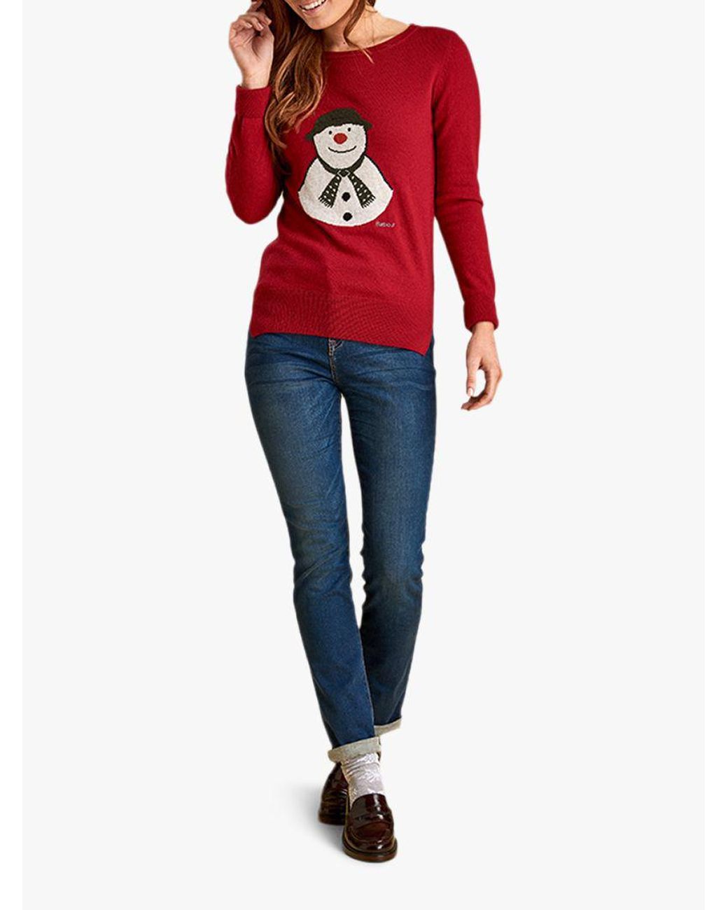 Barbour Highland Snowman Christmas Jumper in Red | Lyst UK