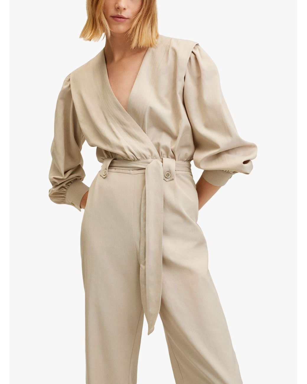 Mango Arnal Wrap Neck Jumpsuit in Light 