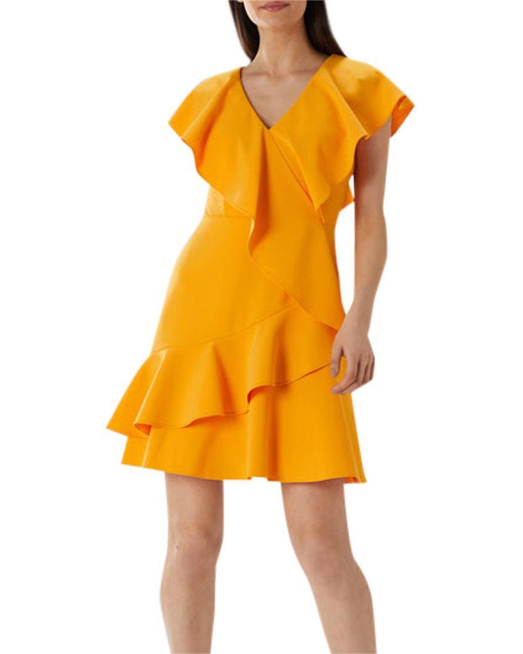 Ruffle Detail Dress Amber Yellow Luxe Party Dresses And, 49% OFF