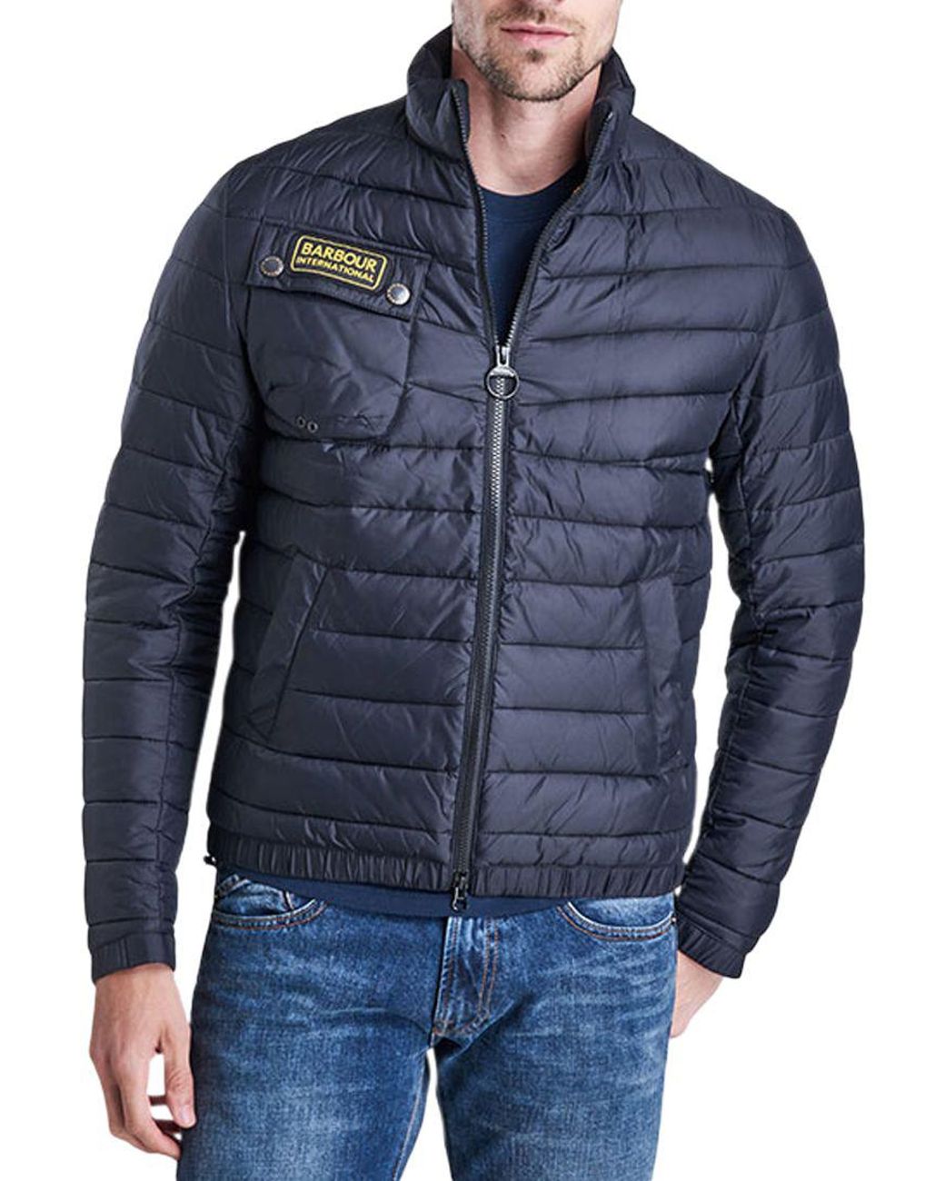 Barbour Chain Quilted Baffle Jacket in Black for Men | Lyst UK