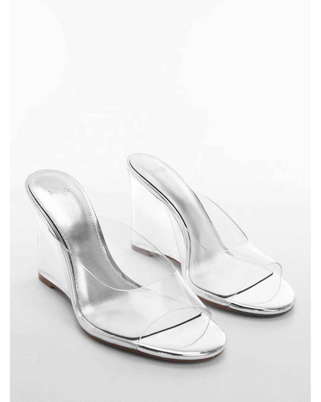 Mango Meli Transparent Vinyl Wedge Sandals in White | Lyst UK