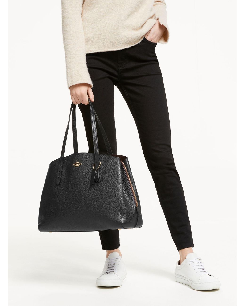 coach charlie 40 leather carryall tote bag