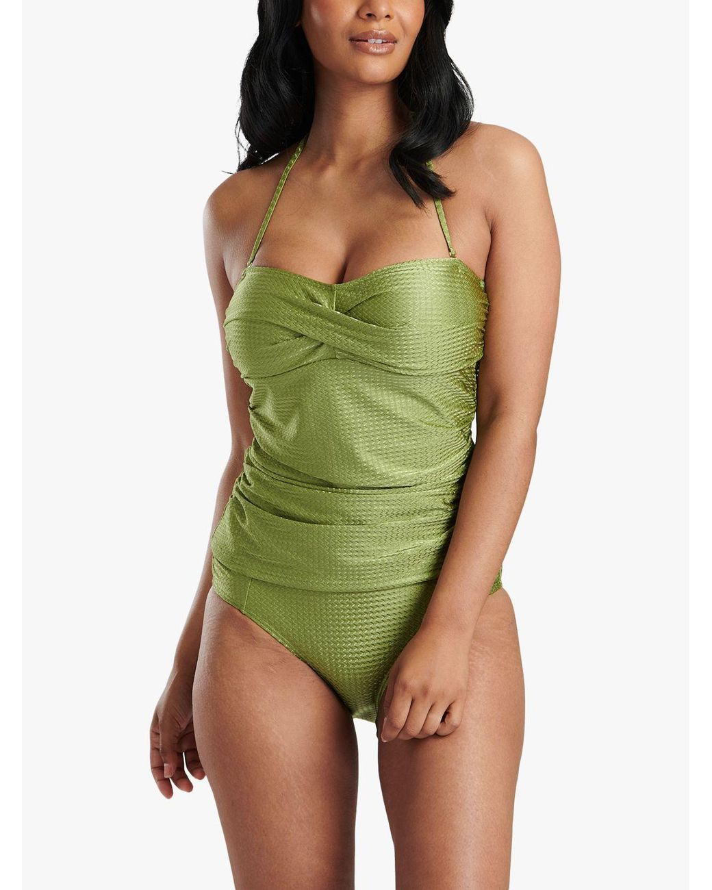 Oasis wrap belted swimsuit in green