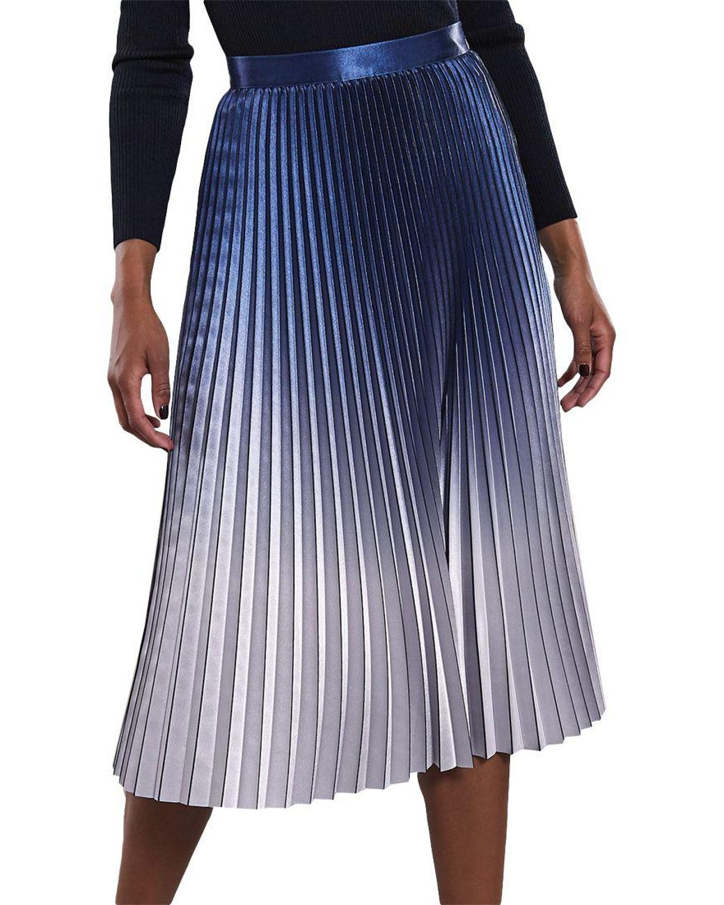 Reiss Anna - Metallic Ombre Pleated Midi Skirt in Blue | Lyst UK