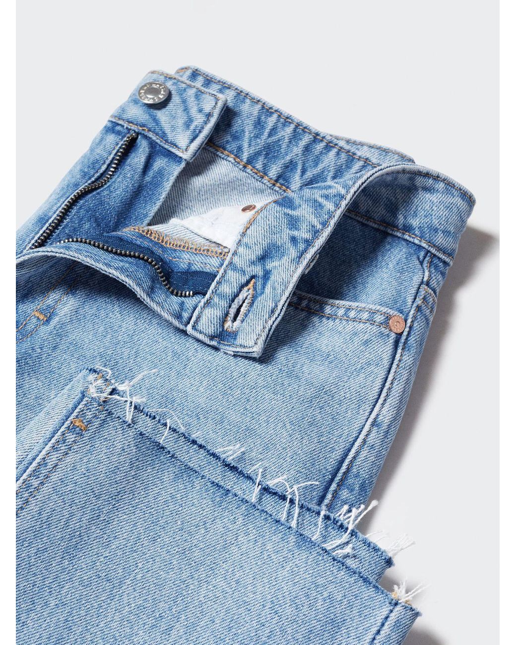 Mango Irene Frayed Hem Straight Jeans in Blue | Lyst UK