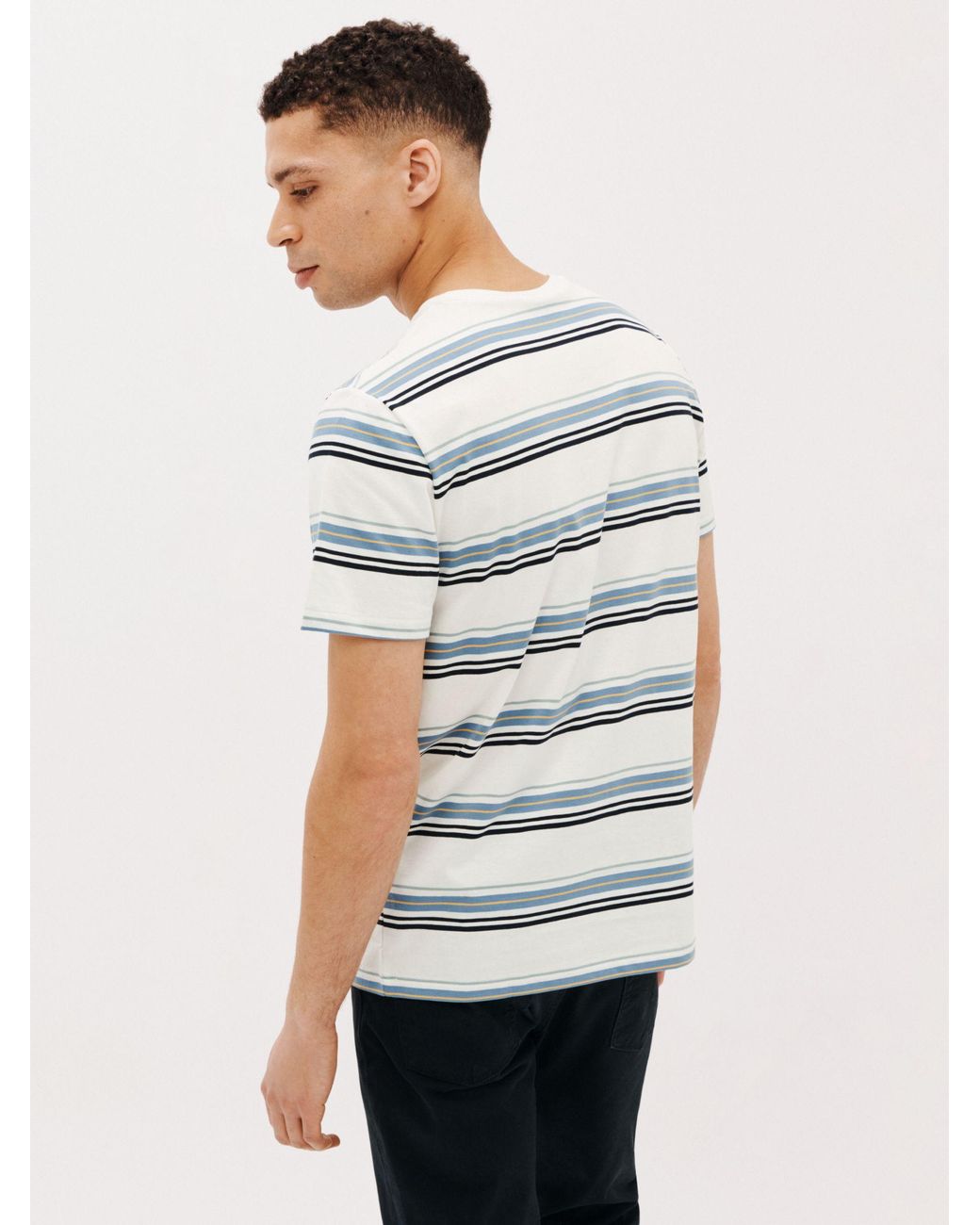 Fred Perry Stripe Crew Neck T-shirt in Grey for Men | Lyst UK