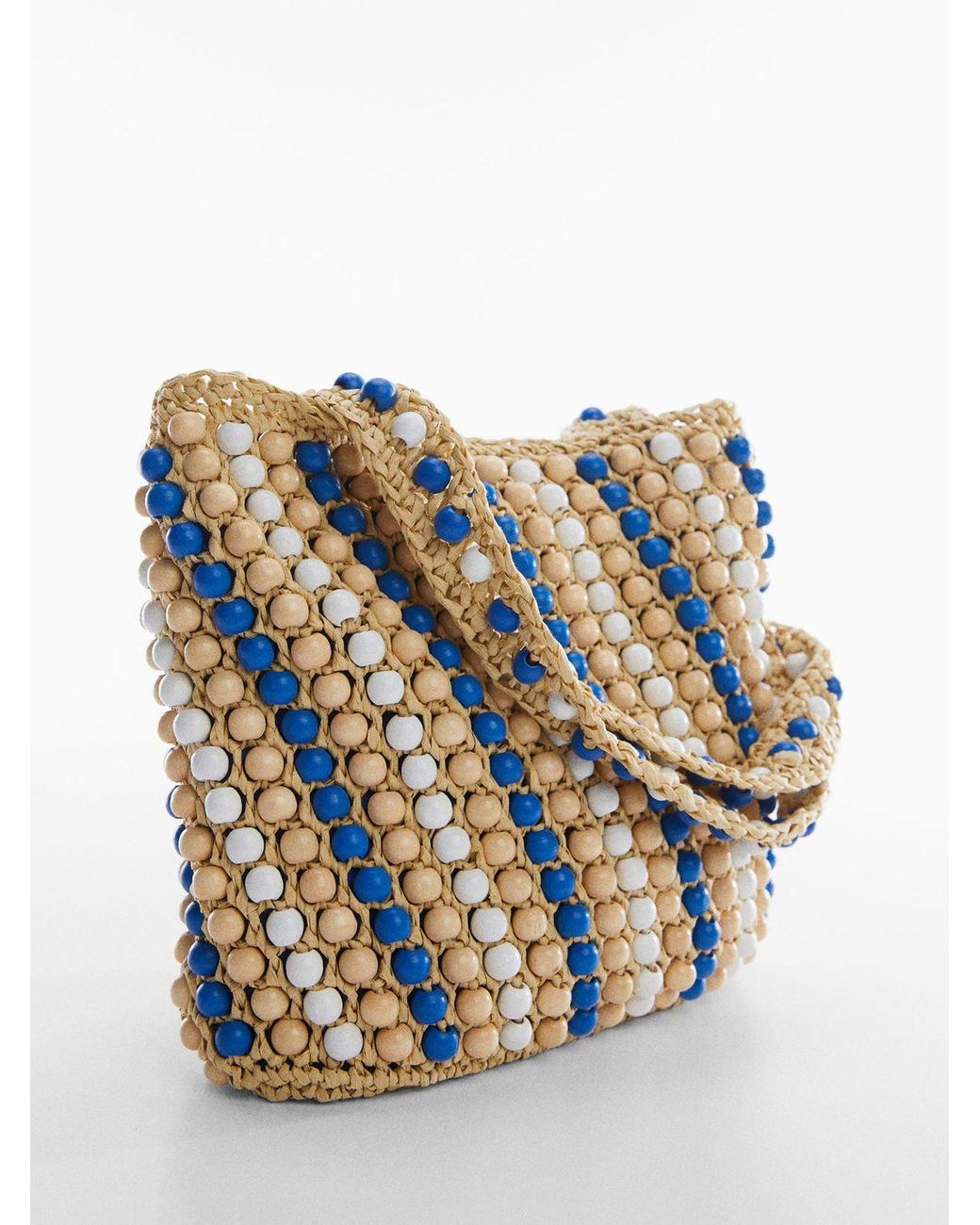 Mango Nina Beaded Straw Grab Bag in Blue Lyst UK
