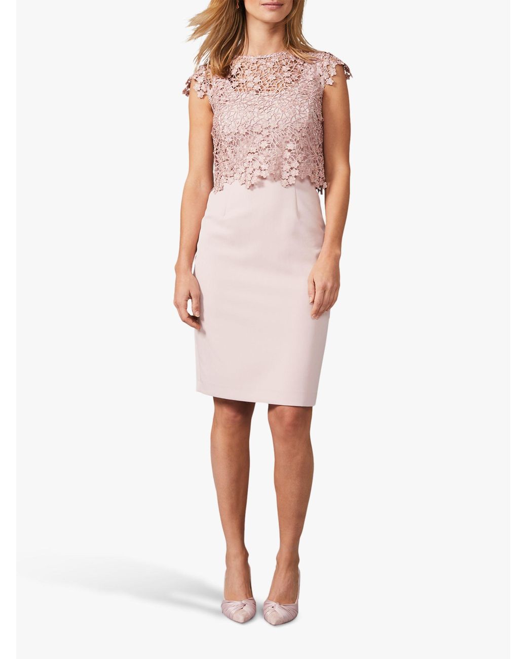 Phase Eight Lace Mariposa Double Layered Dress in Antique Rose (Pink) - Lyst