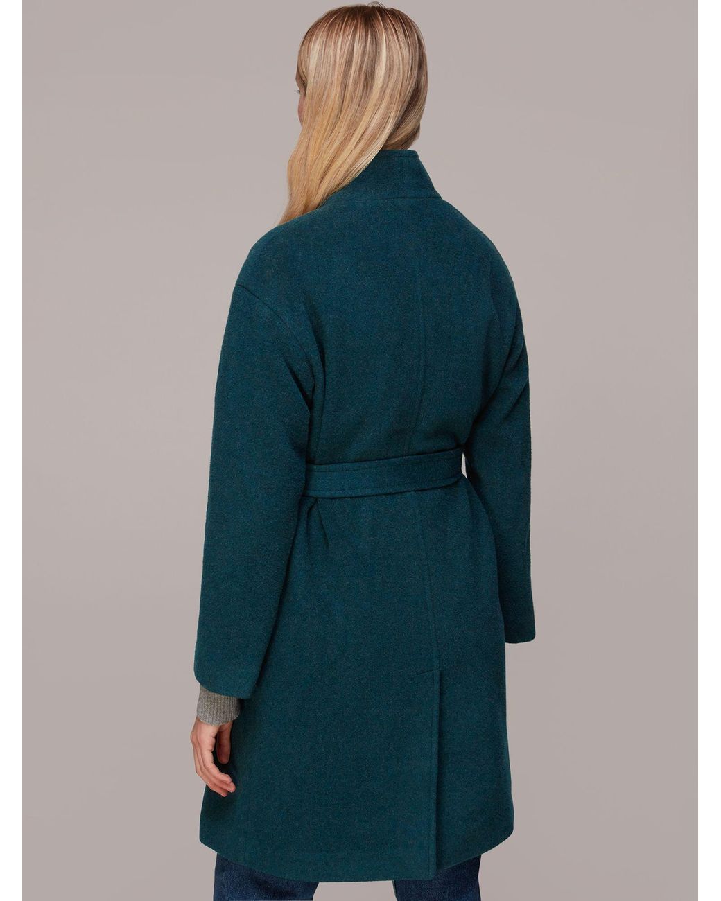 Whistles Clara Funnel Neck Wool Blend Coat in Blue Lyst UK