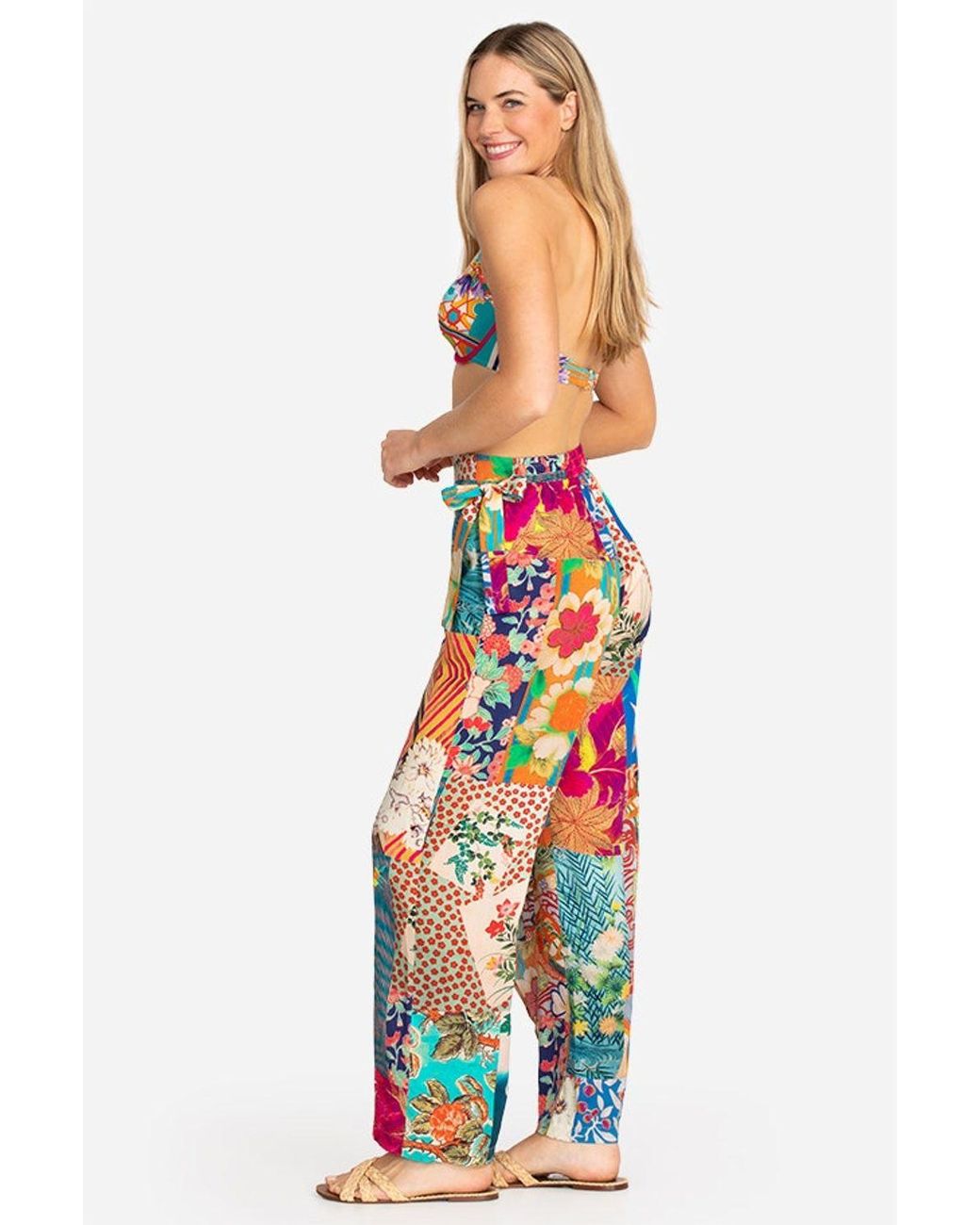 Johnny Was Side Wrap Pant in White | Lyst