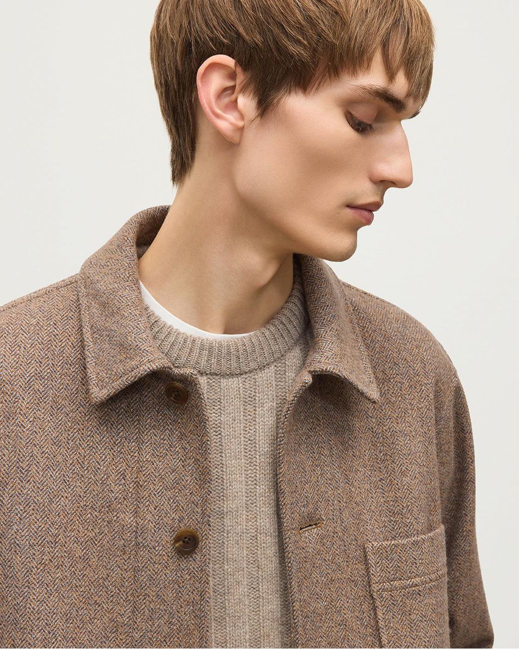 Johnstons White The Weavers Camel & Herringbone Jacket for men
