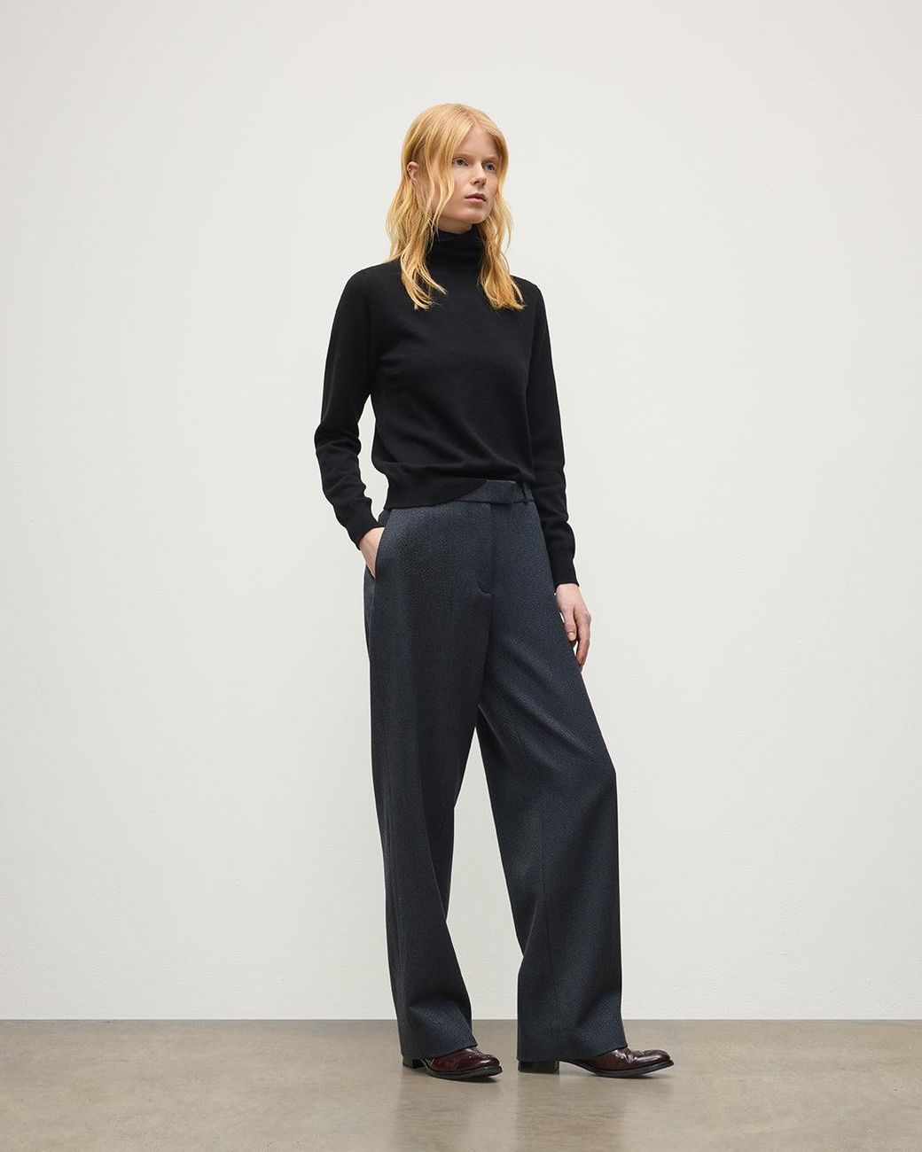 Johnstons Blue Iris Classic Roll Neck Cashmere Jumper