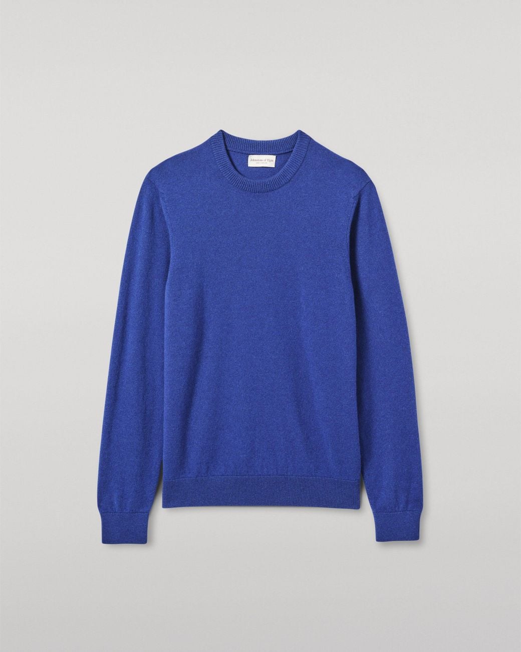 Johnstons Blue Rory Classic Cashmere Crew Jumper for men