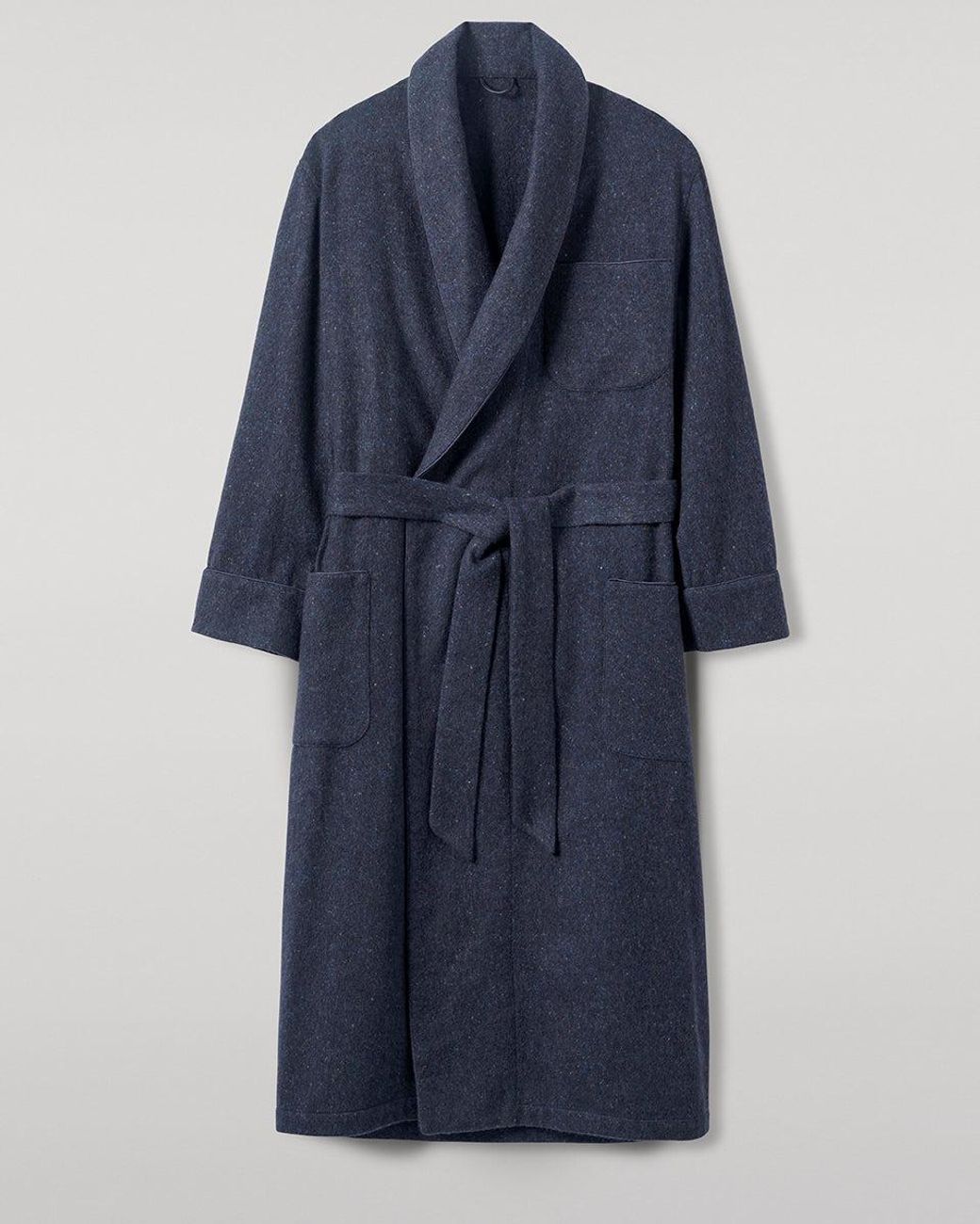 Johnstons Blue Donegal Cashmere Dressing Gown Donegal for men