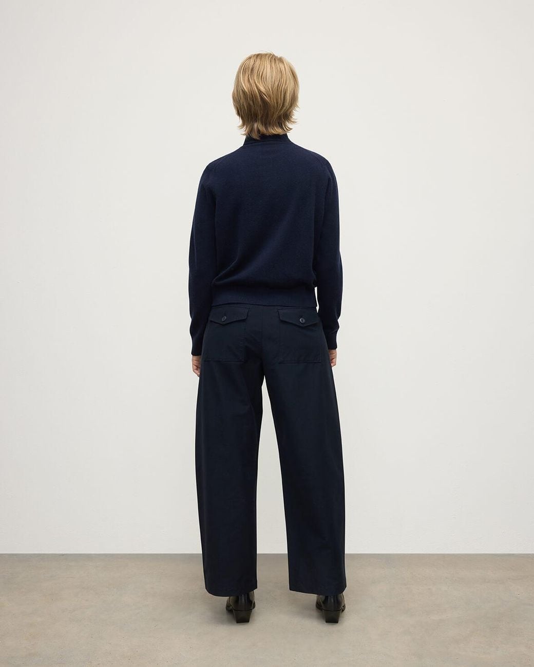 Johnstons Blue Cashmere Dark Roll Neck Jumper