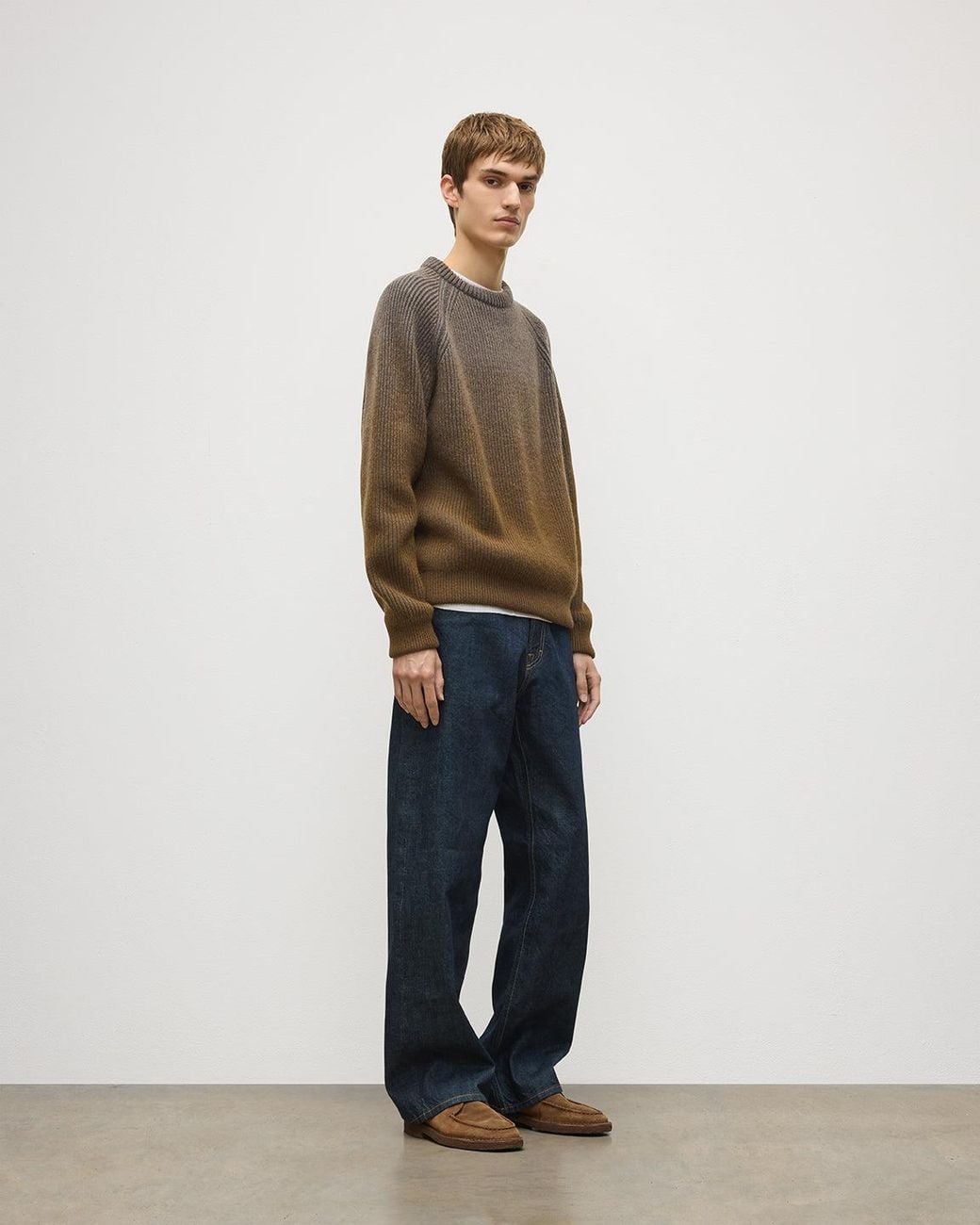 Johnstons Natural Pioneer Ombre Cashmere Jumper for men