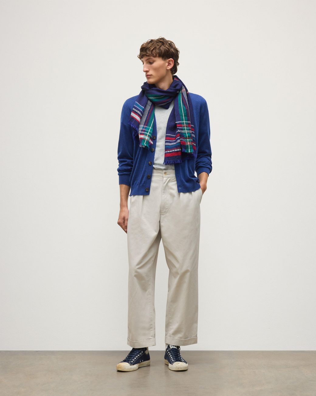 Johnstons Blue Forsyth Superfine Cashmere Cardigan for men