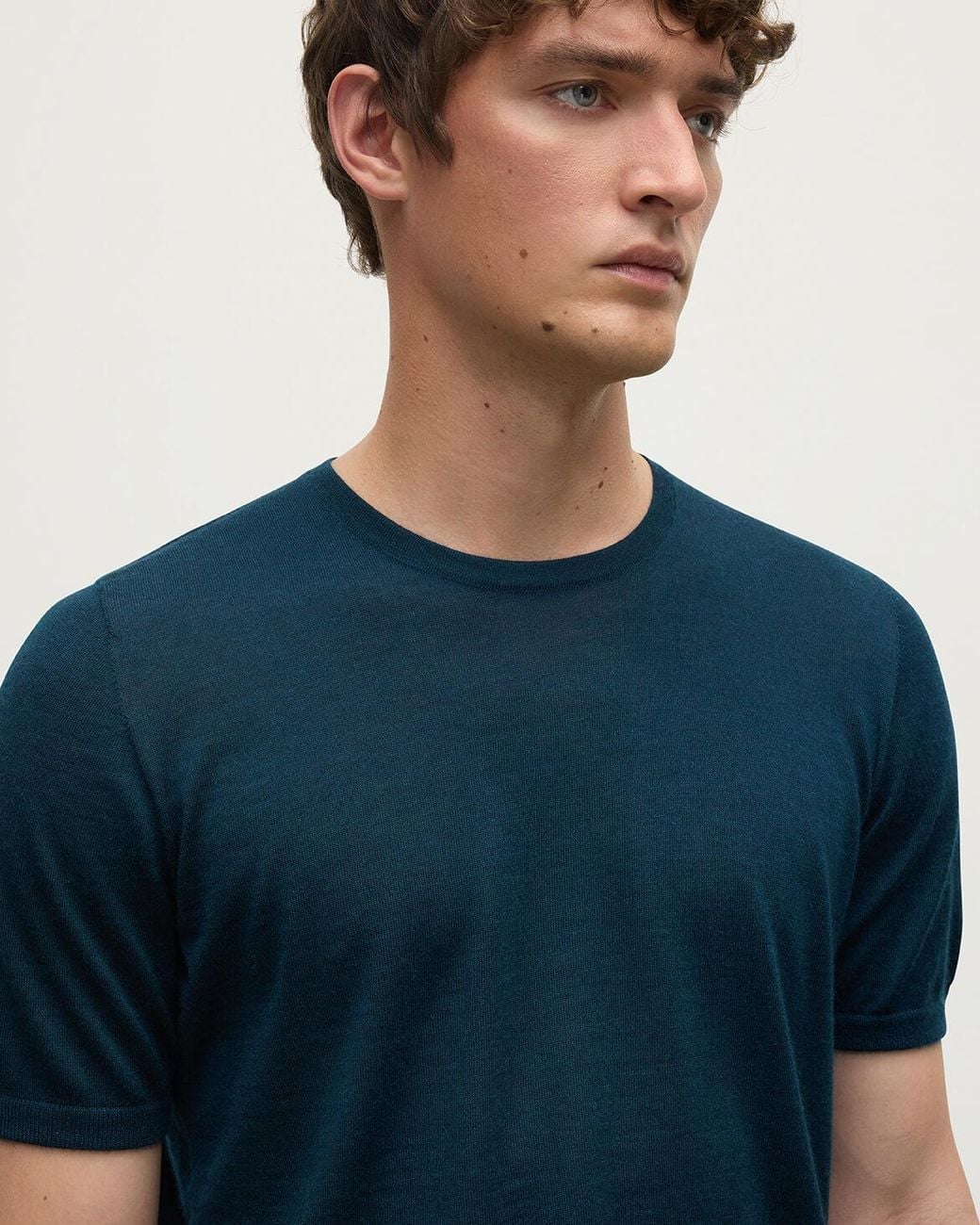 Johnstons Blue Boyd Bottle Superfine Cashmere T-Shirt for men