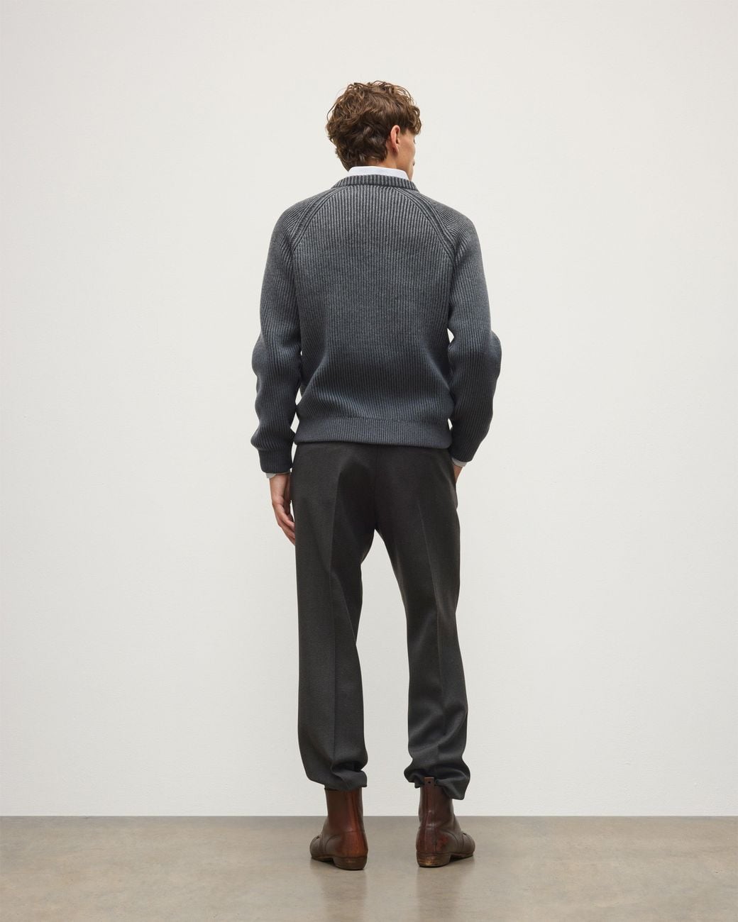 Johnstons Black Pioneer Ombre Cashmere Jumper for men