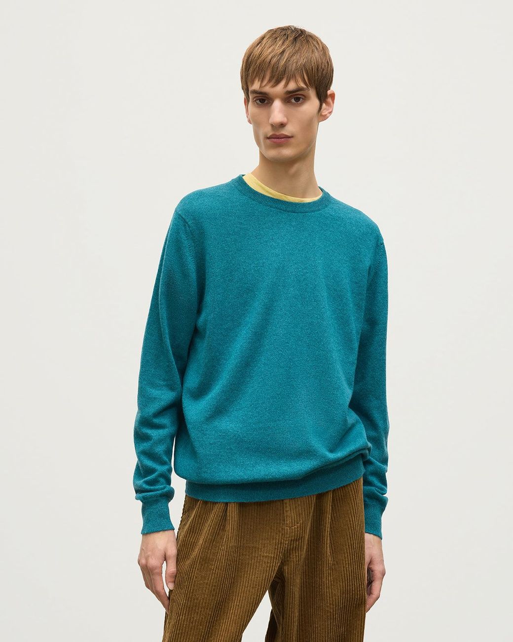 Johnstons Blue Reuben Cashmere Crew Jumper for men