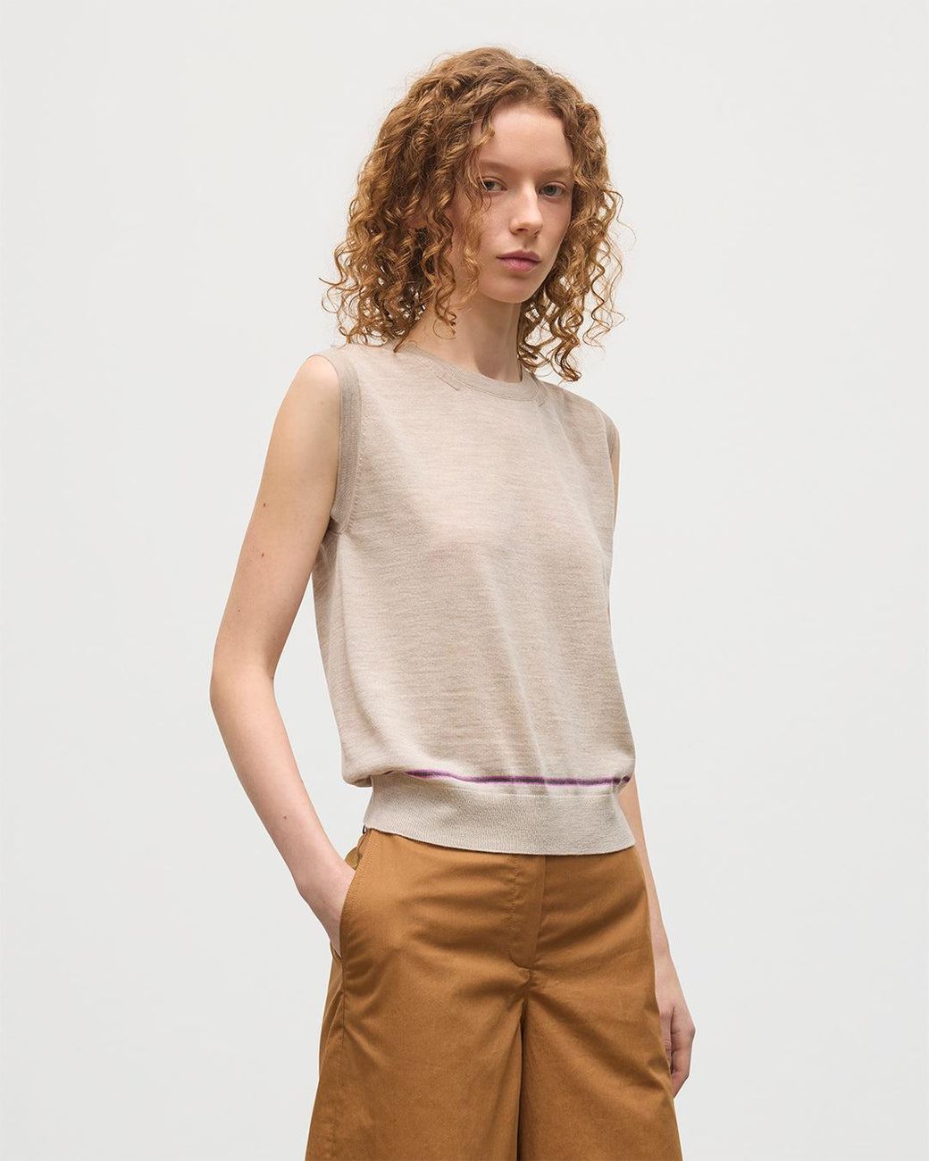 Johnstons White Brae Merino Sleeveless Tank
