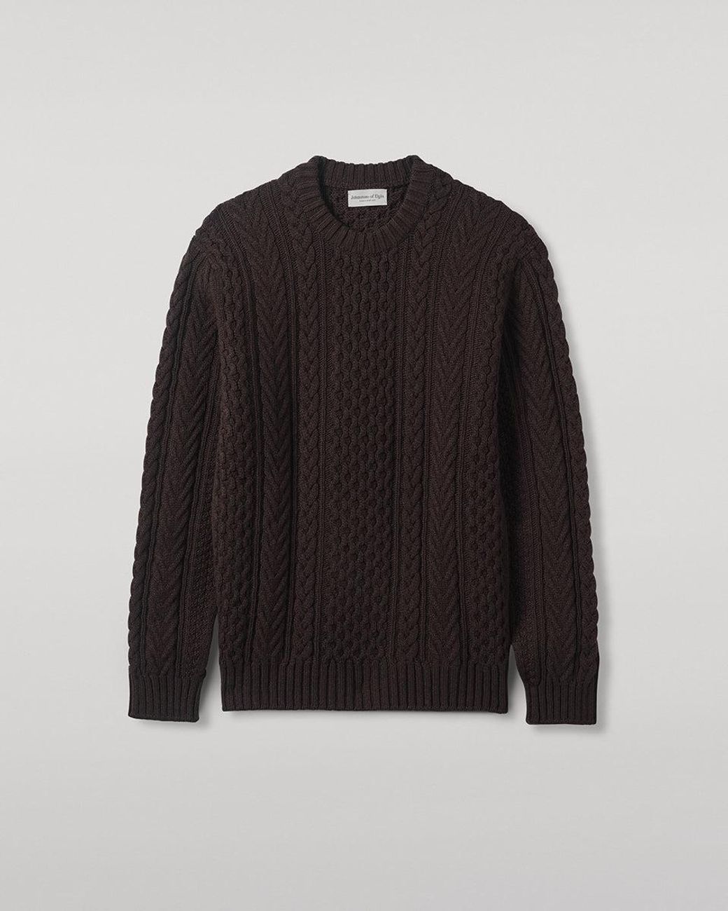 Johnstons Black Aran Cable Dark Cashmere Jumper for men