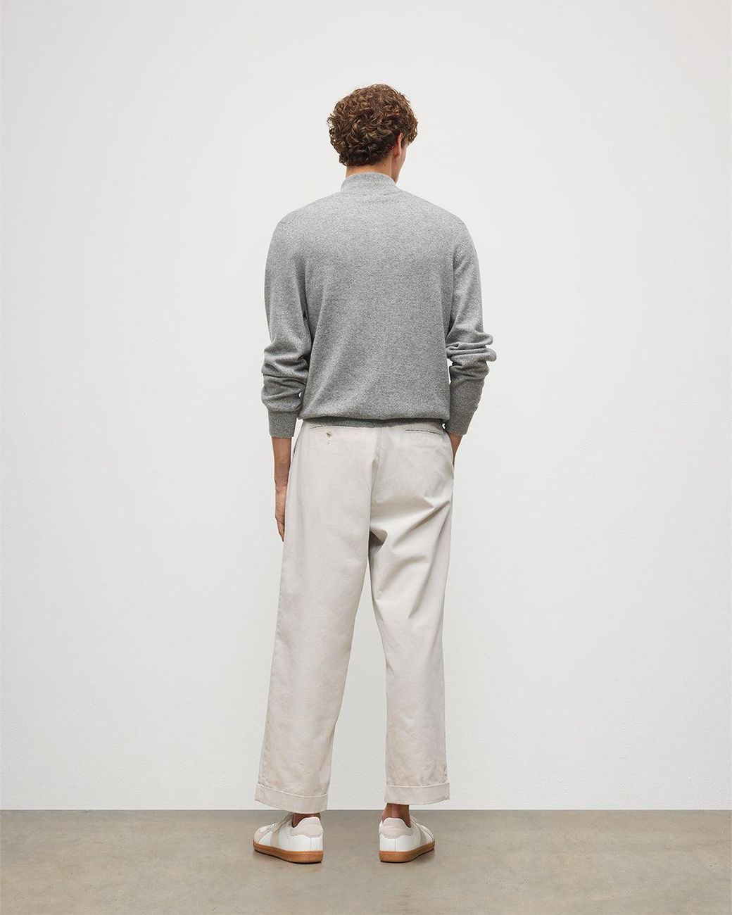 Johnstons White Rory Classic Cashmere Zip Neck Jumper for men