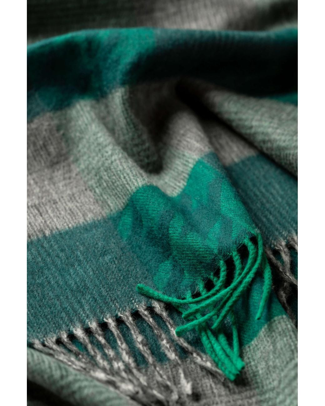 Johnstons Green Heritage Check Wool Scarf