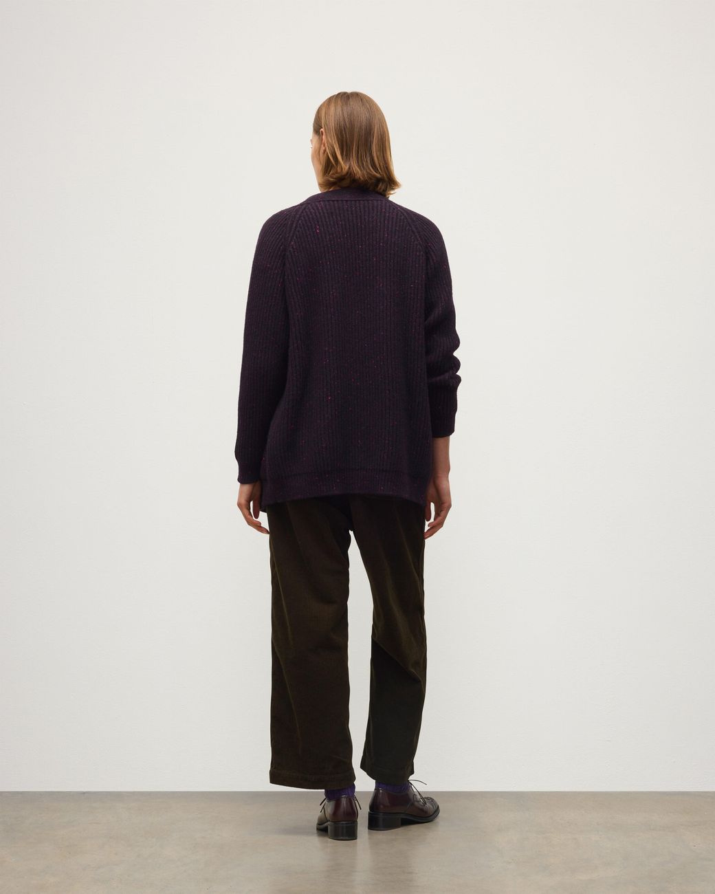 Johnstons Black Norah Ribbed Donegal Cashmere Cardigan