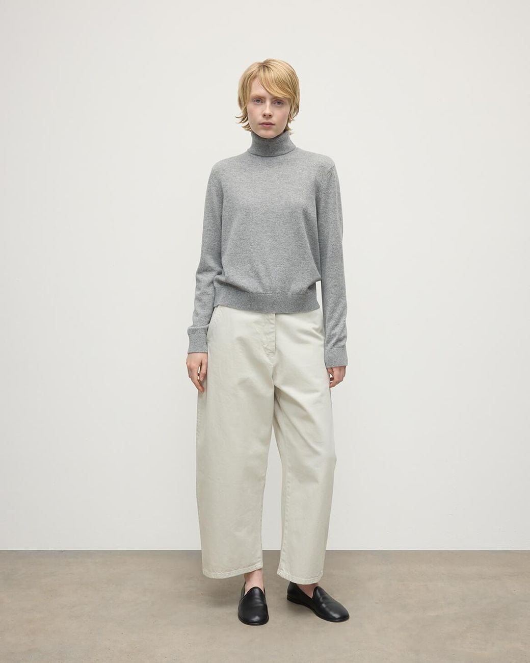 Johnstons Gray Cashmere Light Roll Neck Jumper