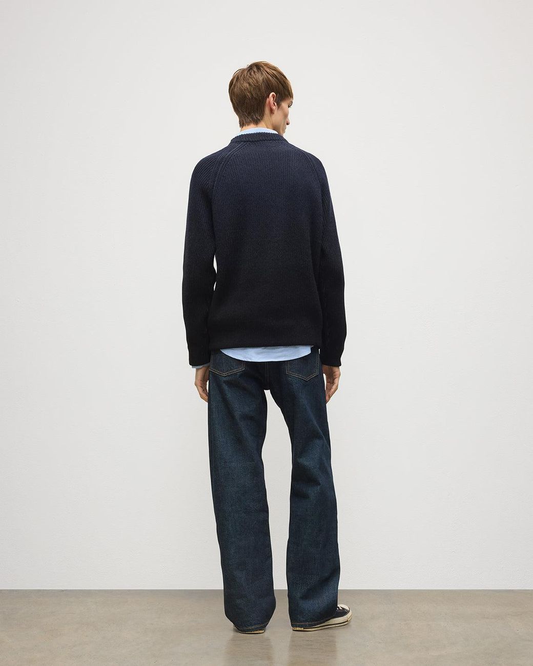 Johnstons Blue Pioneer Ombre Cashmere Jumper for men