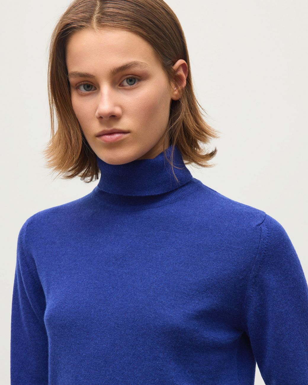 Johnstons Blue Iris Classic Roll Neck Cashmere Jumper