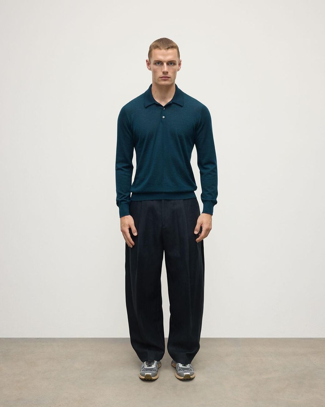 Johnstons Blue Bottle Superfine Cashmere Polo Shirt for men