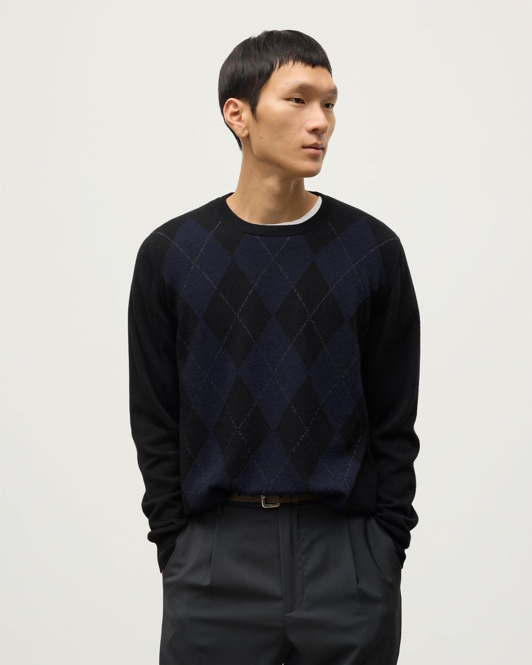 Johnstons Blue Argyll Cashmere Jumper for men